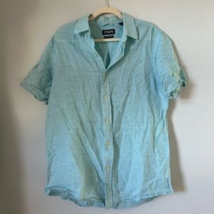 Linen blend short sleeve button